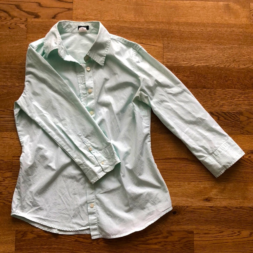 J. Crew Mint Green striped button-up, M